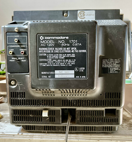 Commodore 1701 Rear View