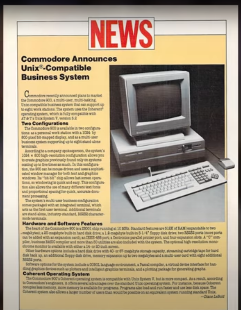 Commodore 900 vintage advertisement